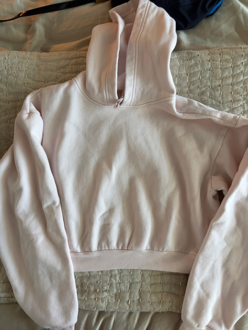 SKIMS Cropped Hooded Sweatshirt (Pink, M)